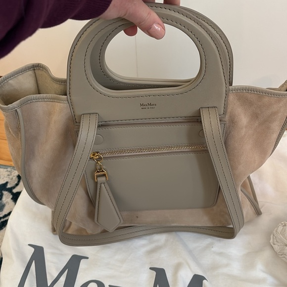 MaxMara Jito Shopper in Taupe Leather and Suede. Max Mara - Picture 9 of 10